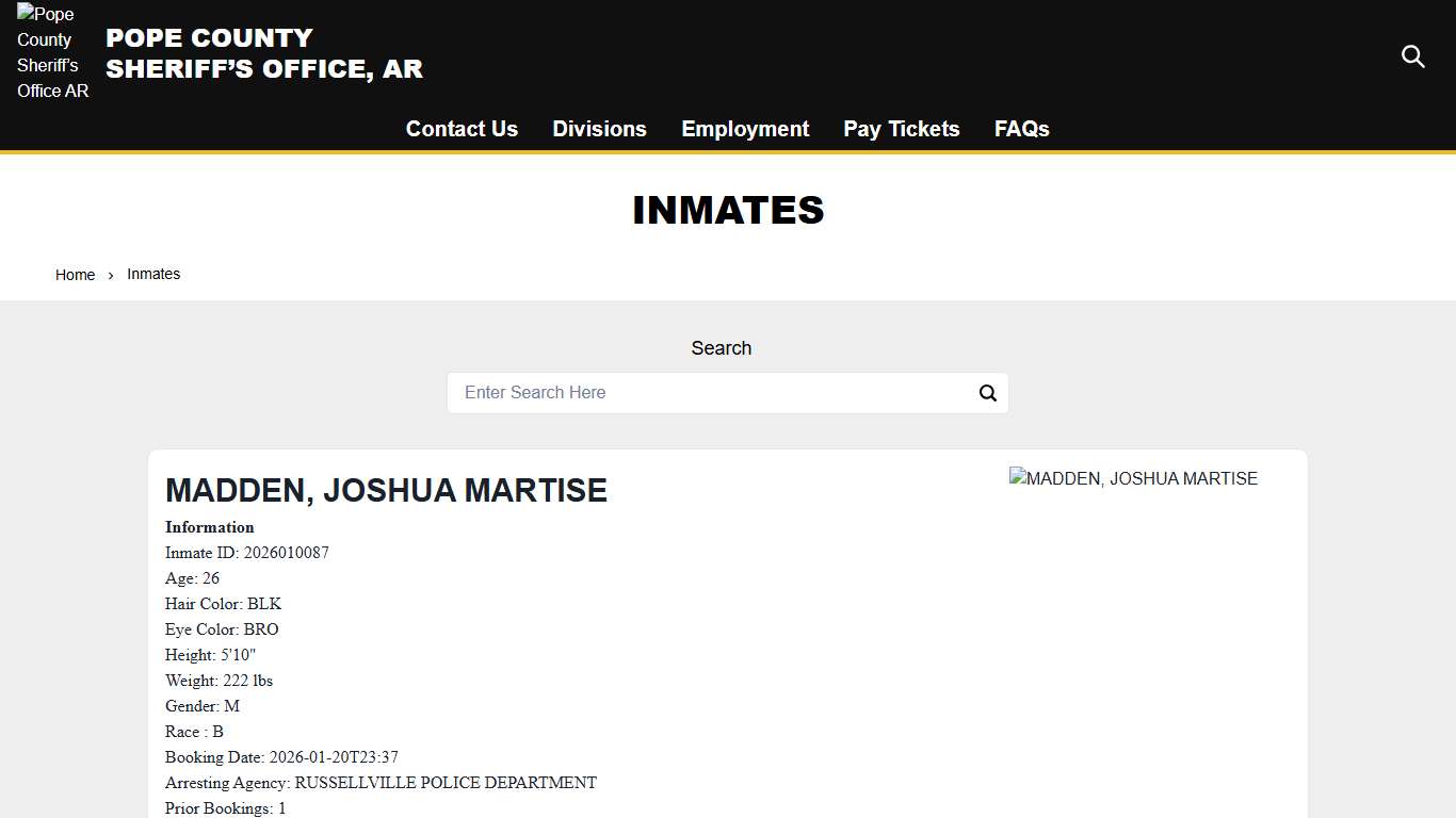 Inmates | Pope County Sheriff’s Office AR